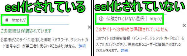 ssl化の違い比較(Google chrome)