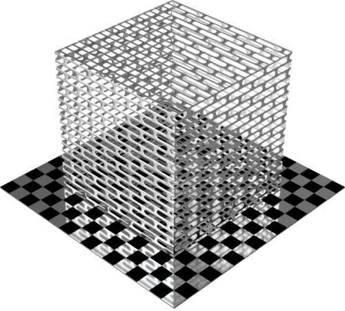 3DCADモデリングの外観をメタルのアルミニウム-メッシュ-スロット千鳥配置直方体