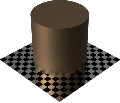 3DCADモデリングの外観をメタルのブロンズ円柱