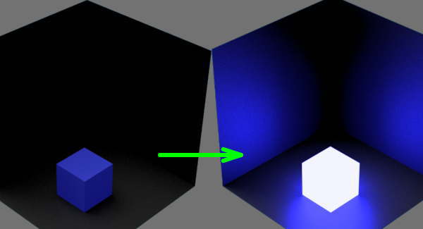 fudsion360レンダリングの放射光の輝度を変更した比較